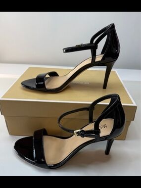 Michael Kors Black Patent Leather Ankle-Strap Heels